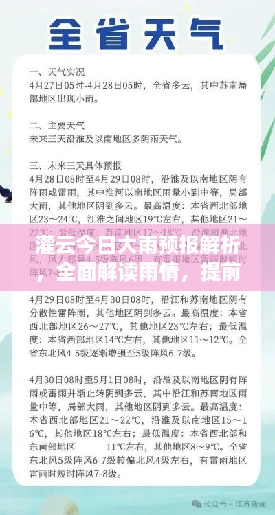 灌云今日大雨预报解析,全面解读雨情,提前防范应对